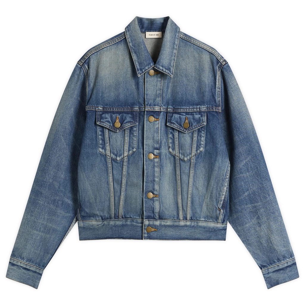Fear of God Men's Trucker Jacket Mid Indigo
